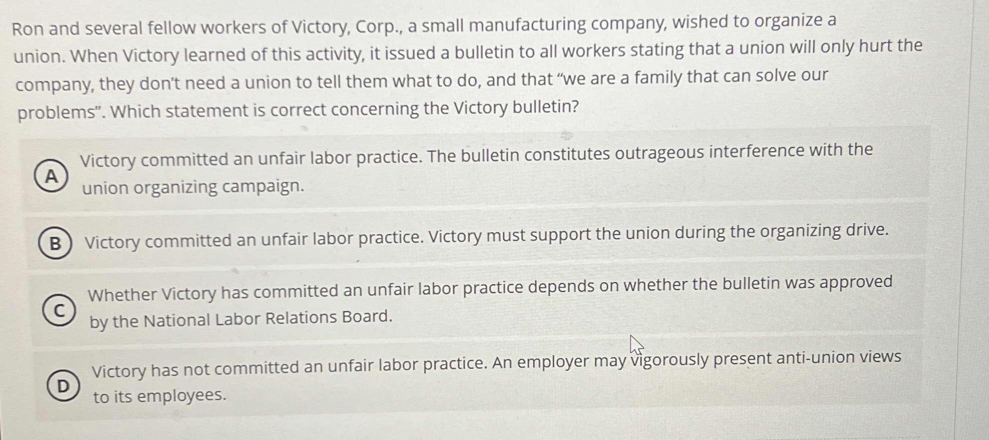 Ron and several fellow workers of Victory, Corp.,