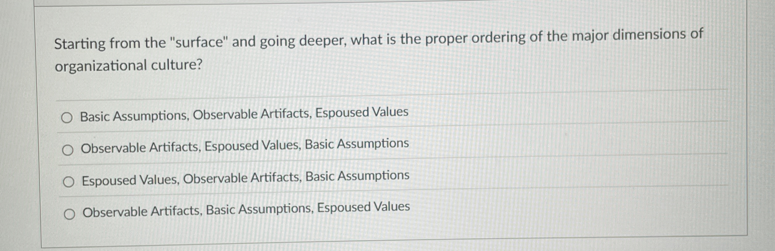 Starting from the "surface" and going deeper,