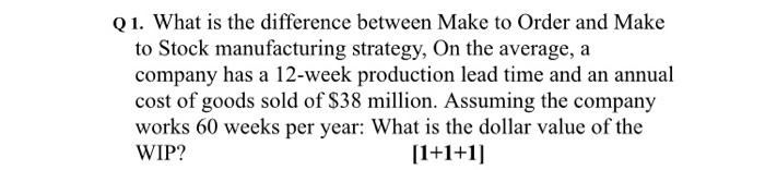 Q1. What is the difference between Make to Order
