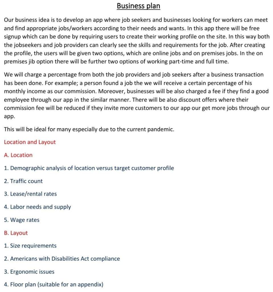 Business plan Our business idea is to develop an