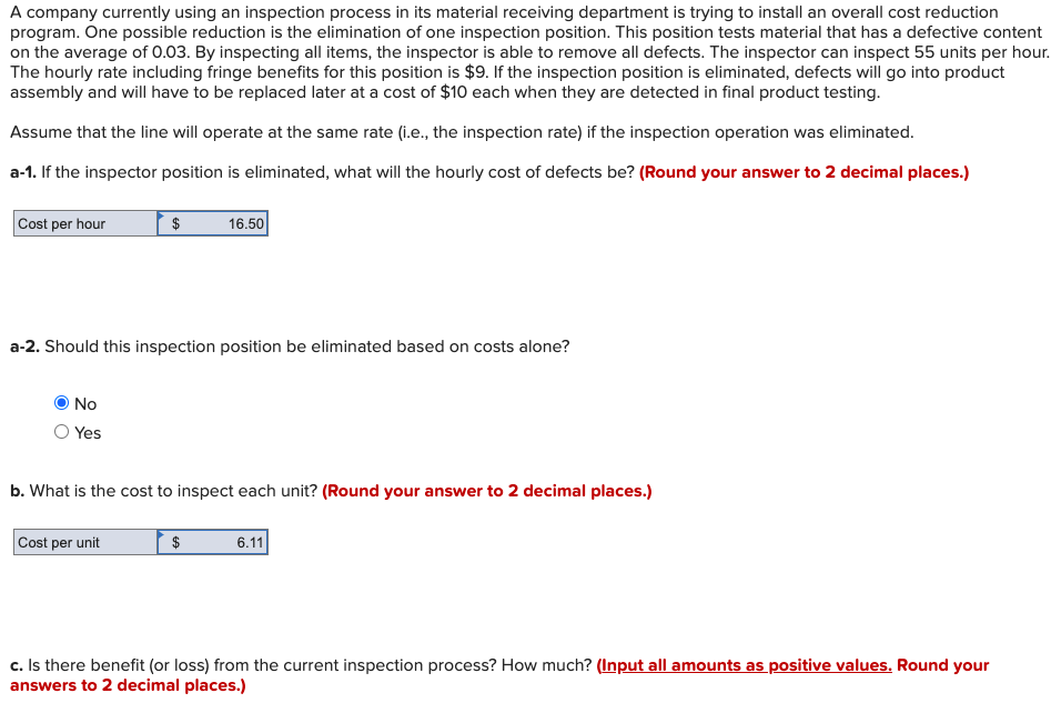 A company currently using an inspection process