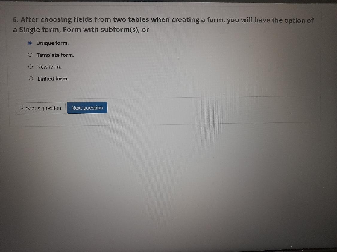 6. After choosing fields from two tables when