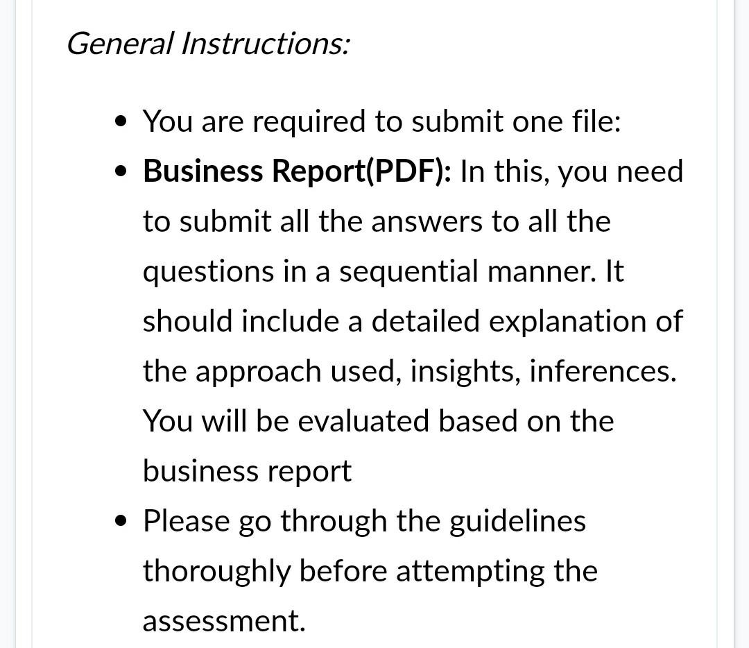 Instructions - 1) in order to answer this
