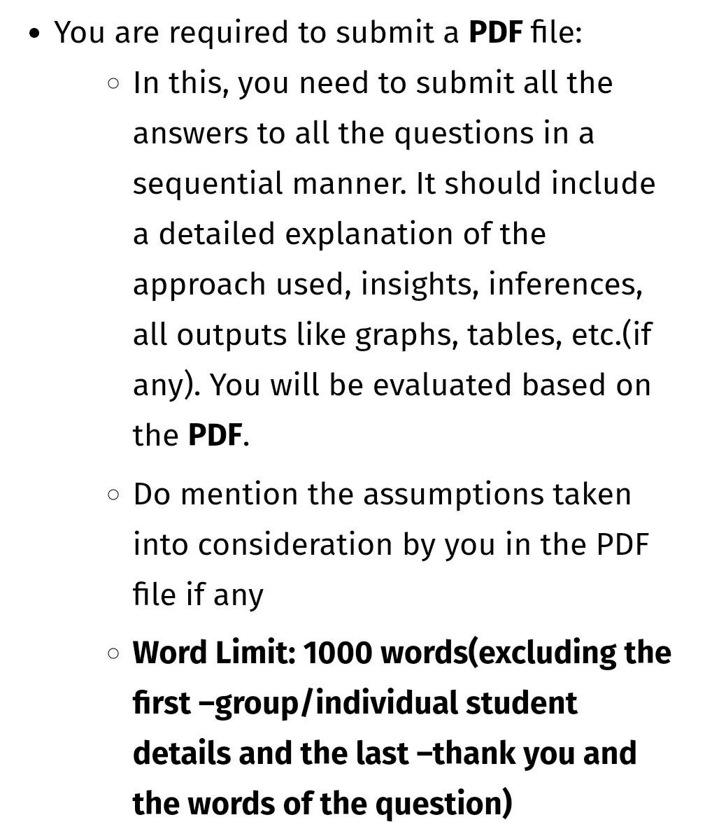 Instructions - 1) in order to answer this