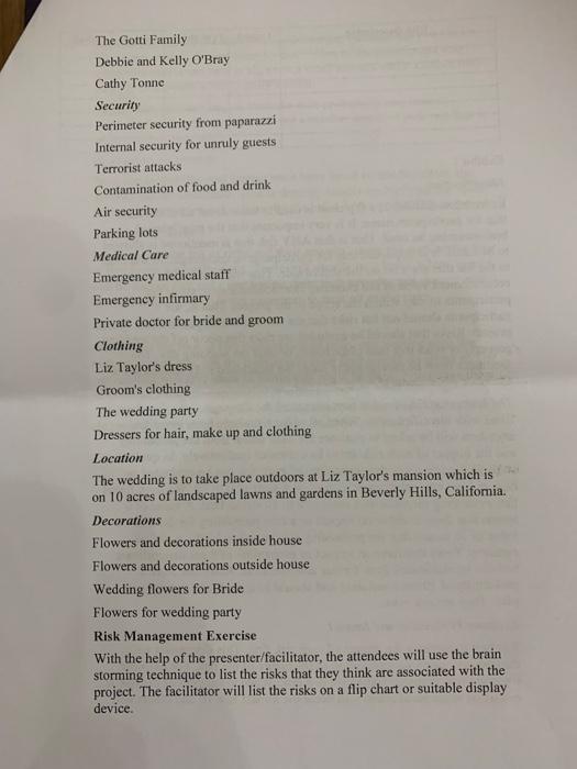 Risk management exercise for project teams The