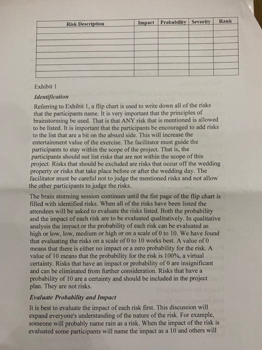 Risk management exercise for project teams The