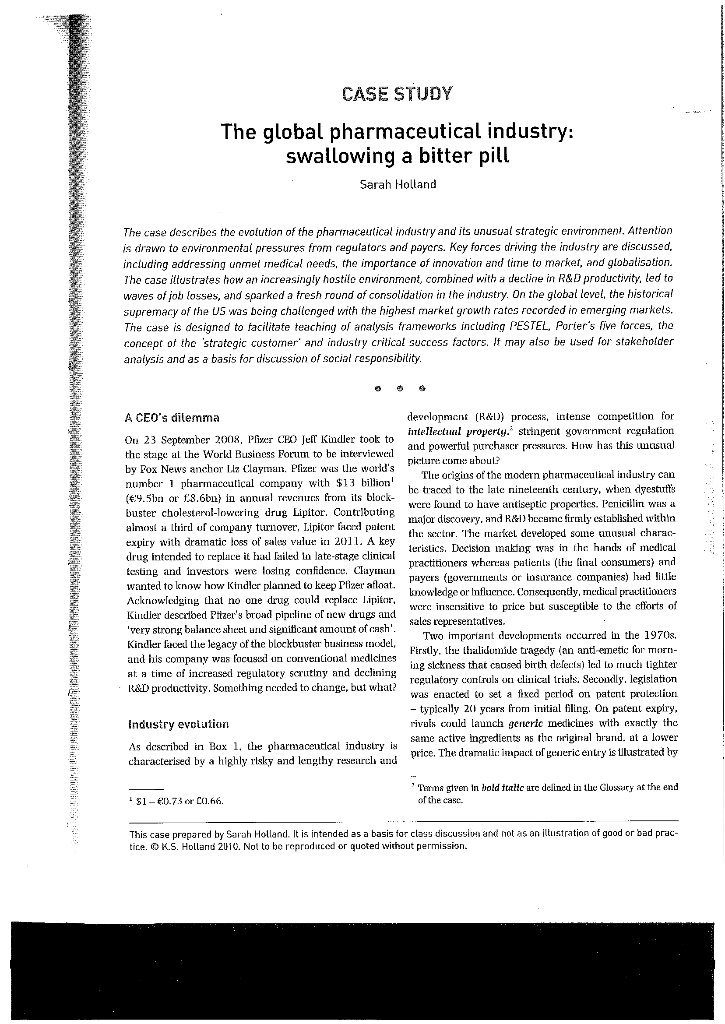 Question 1 Evaluate the global pharmaceutical