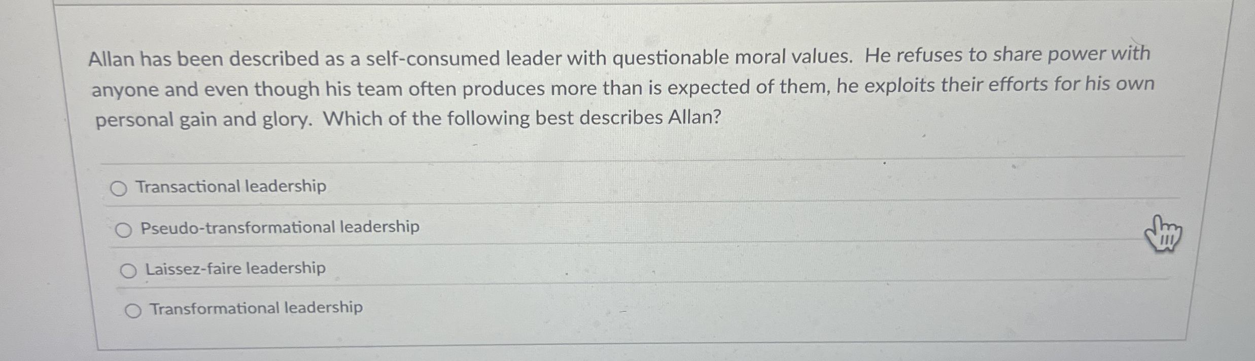 Allan has been described as a self - consumed