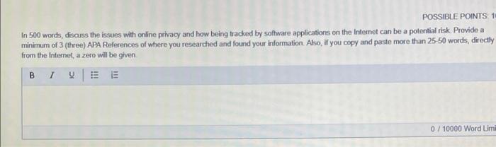 POSSIBLE POINTS 1 In 500 words, disass the issues