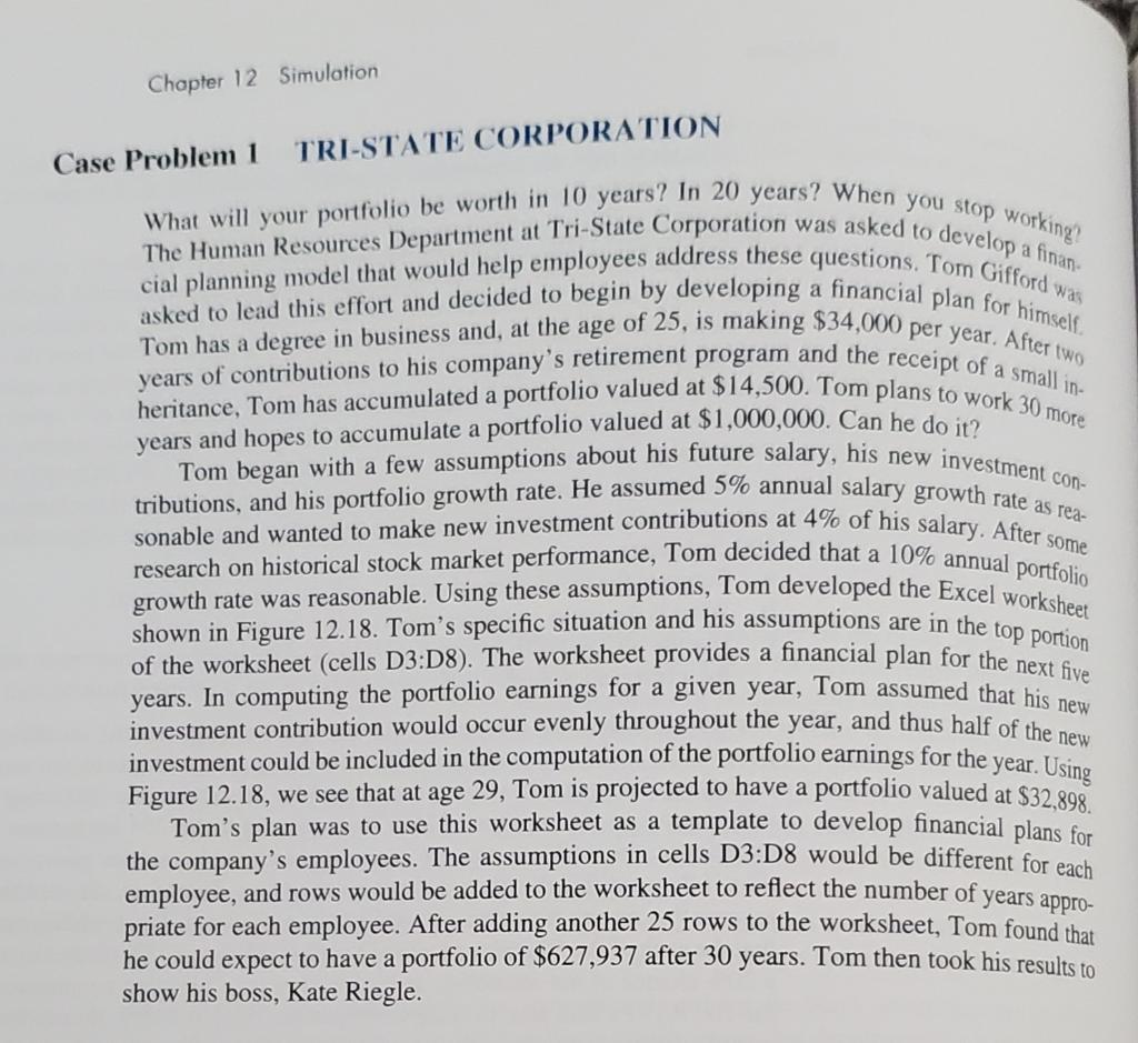 Please show all work in Excel, thank you. Chapter
