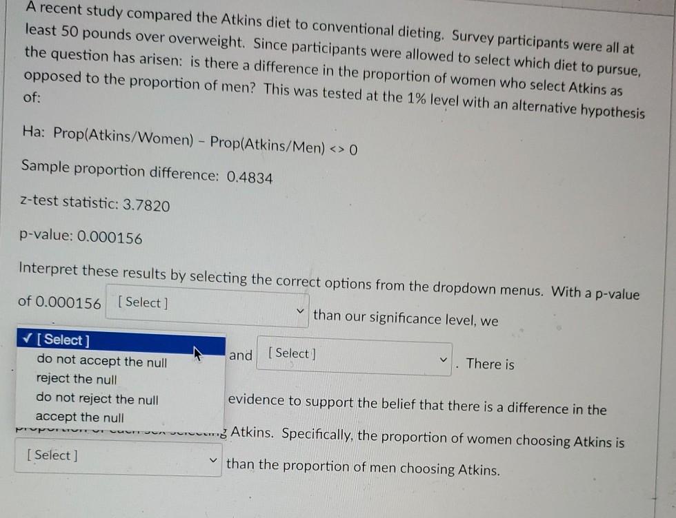 as Data Analysis pts A recent study compared the