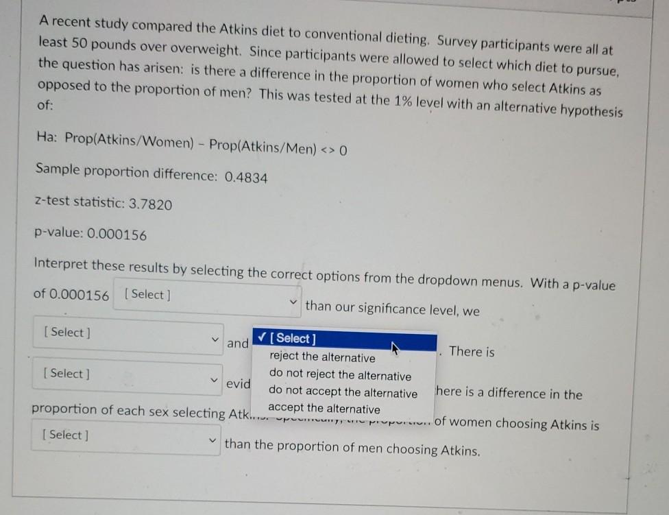 as Data Analysis pts A recent study compared the
