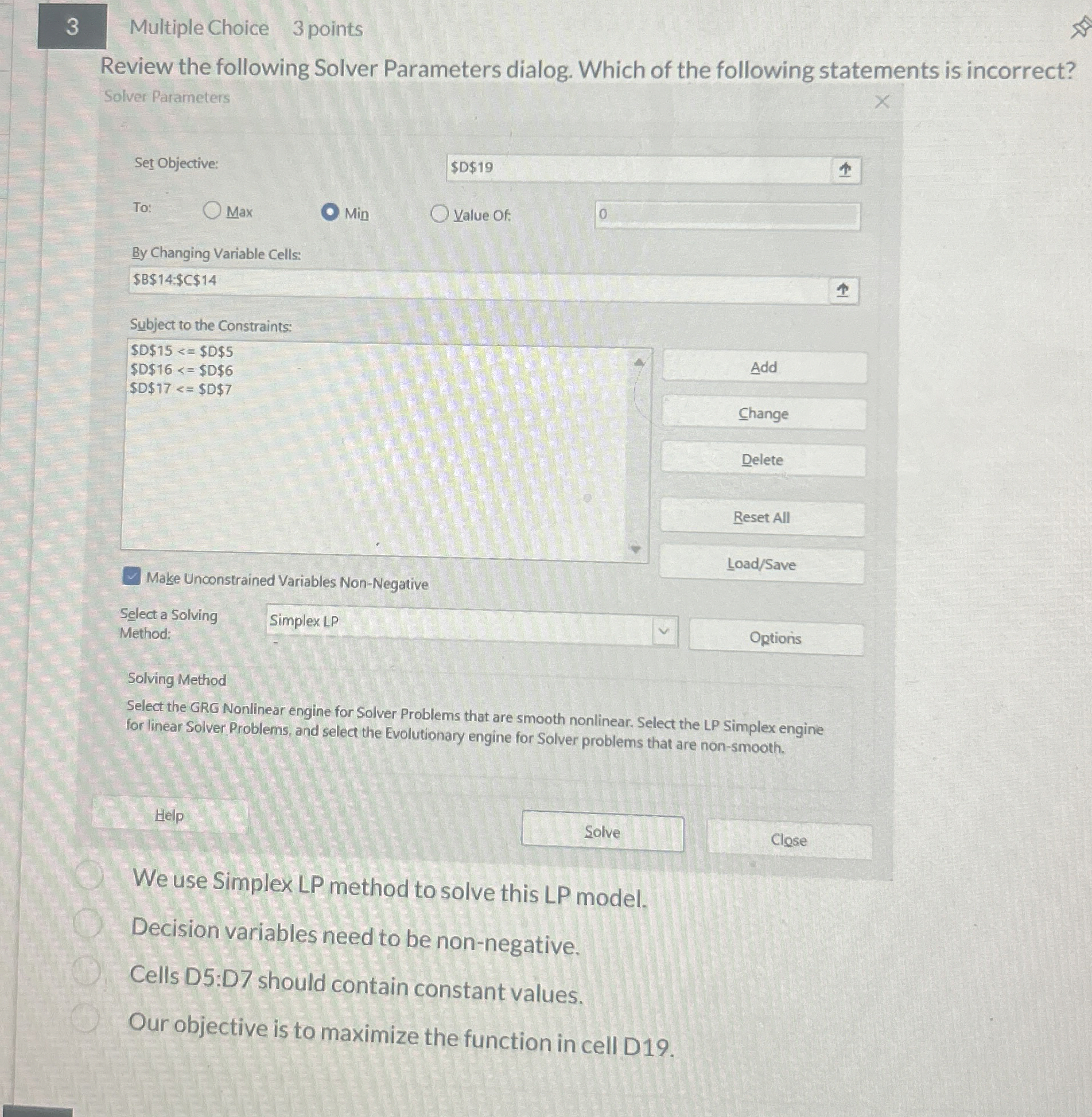 3 Multiple Choice 3 points Review the following