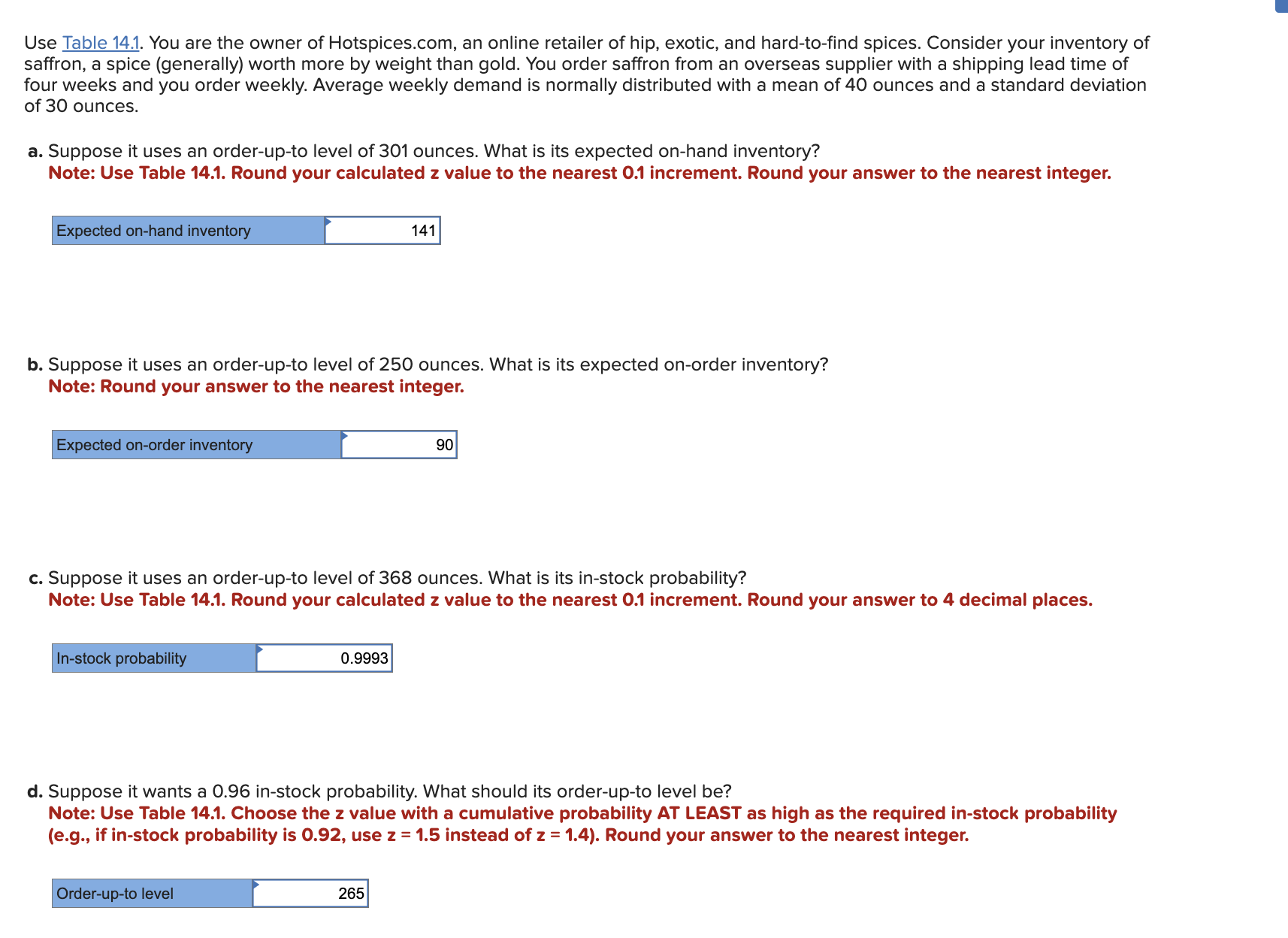 Use Table 1 4 . 1 . You are the owner of