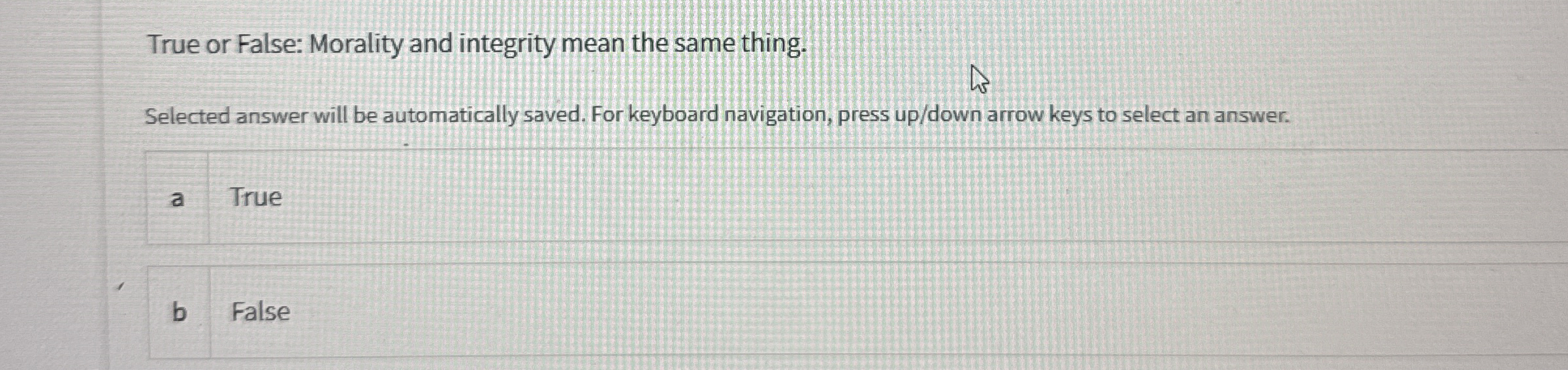 True or False: Morality and integrity mean the