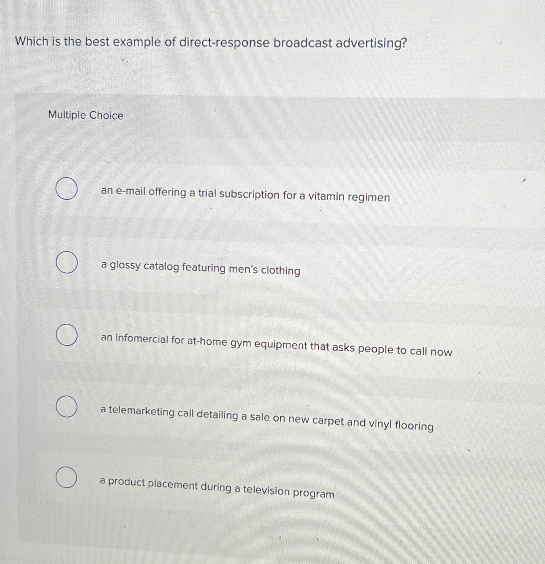 Which is the best example of direct - response