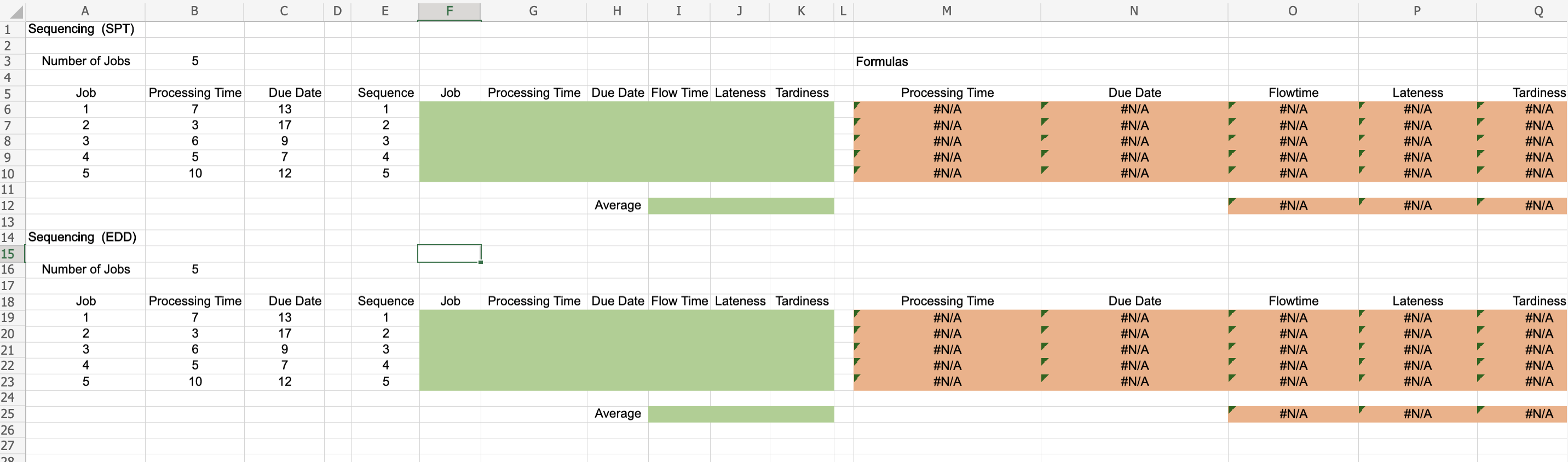 B D E F G H I J K L M N P 5 Formulas Processing