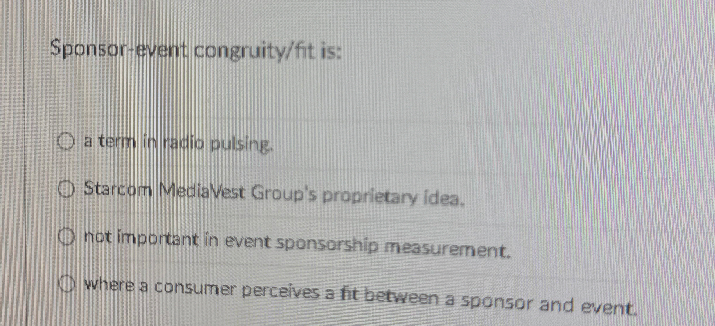 Sponsor - event congruity / fit is: a term in