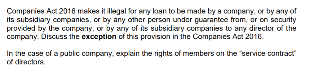 Companies Act 2016 makes it illegal for any loan
