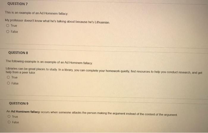 QUESTION 5 The following example is an example of