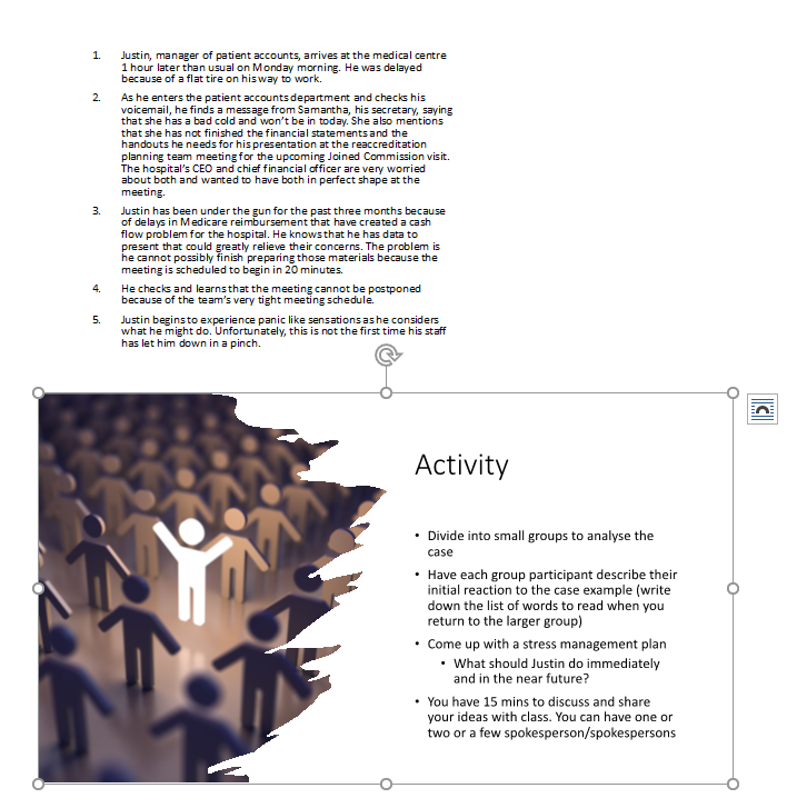 1. 2. Justin, manager of patient accounts,