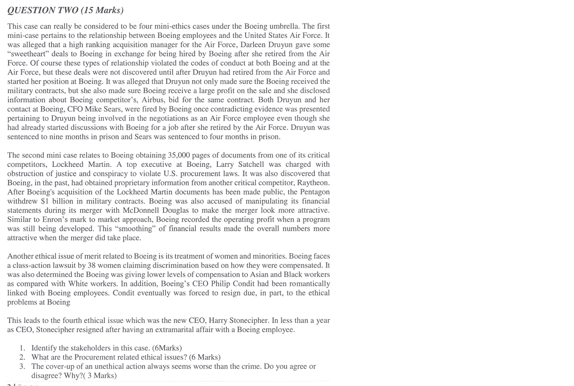 QUESTION TWO ( 1 5 Marks ) This case can really