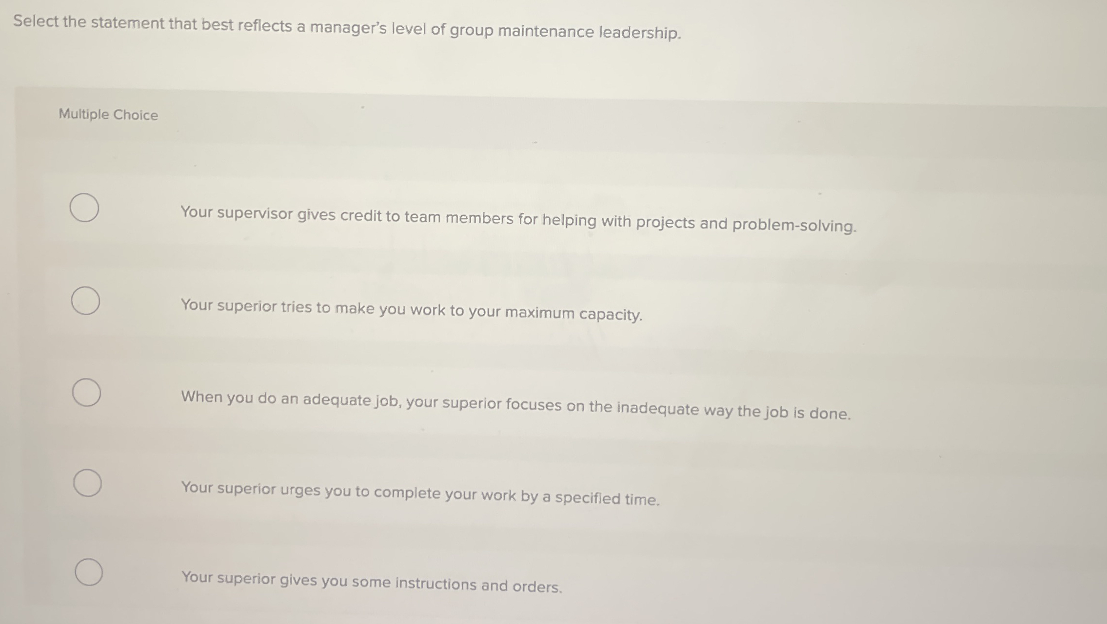 Select the statement that best reflects a