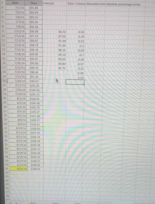 PLEASE SHOW FORMULAS USING EXCEL following: a)