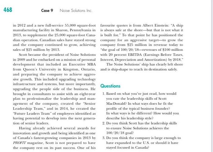 case study:- Noise solutions Inc. Questions 1.