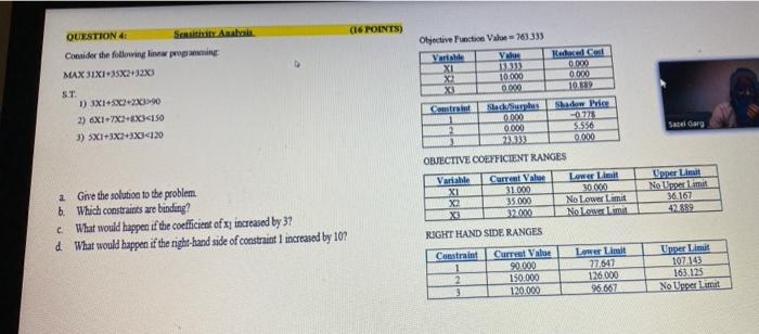 (16 POINTS) QUESTION 4 Serat Analysis Consider
