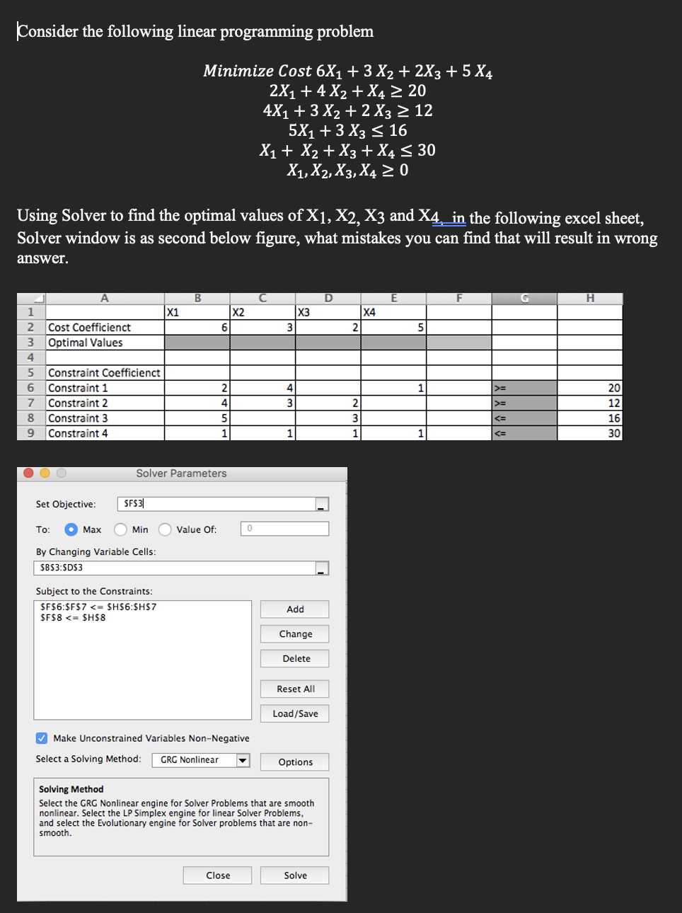 Consider the following linear programming problem