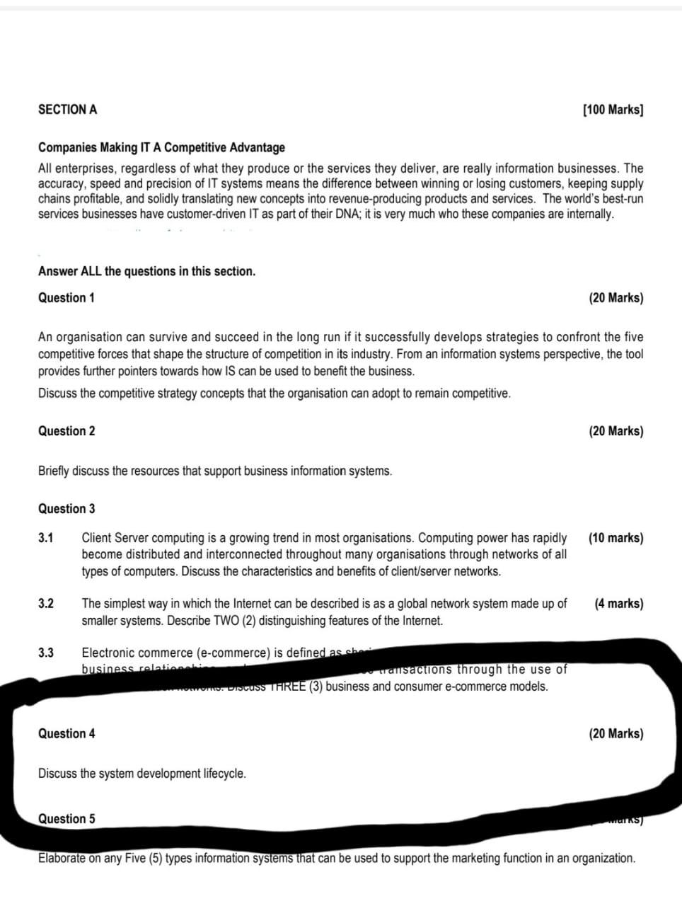 Please answer Q4 only. SECTION A [100 Marks)