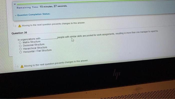 Remaining Time: 15 minutes, 27 seconds Question