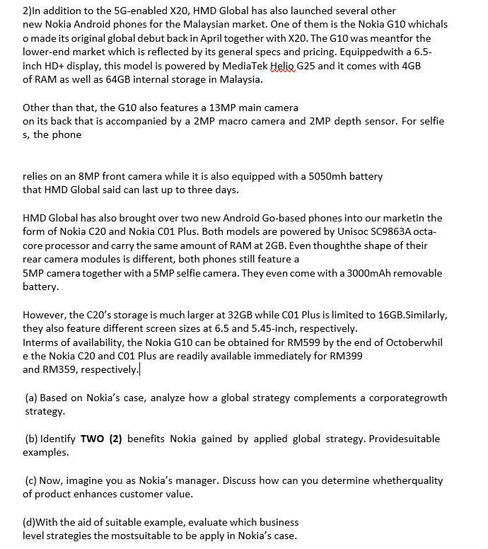 2)In addition to the 5G-enabled X20, HMD Global