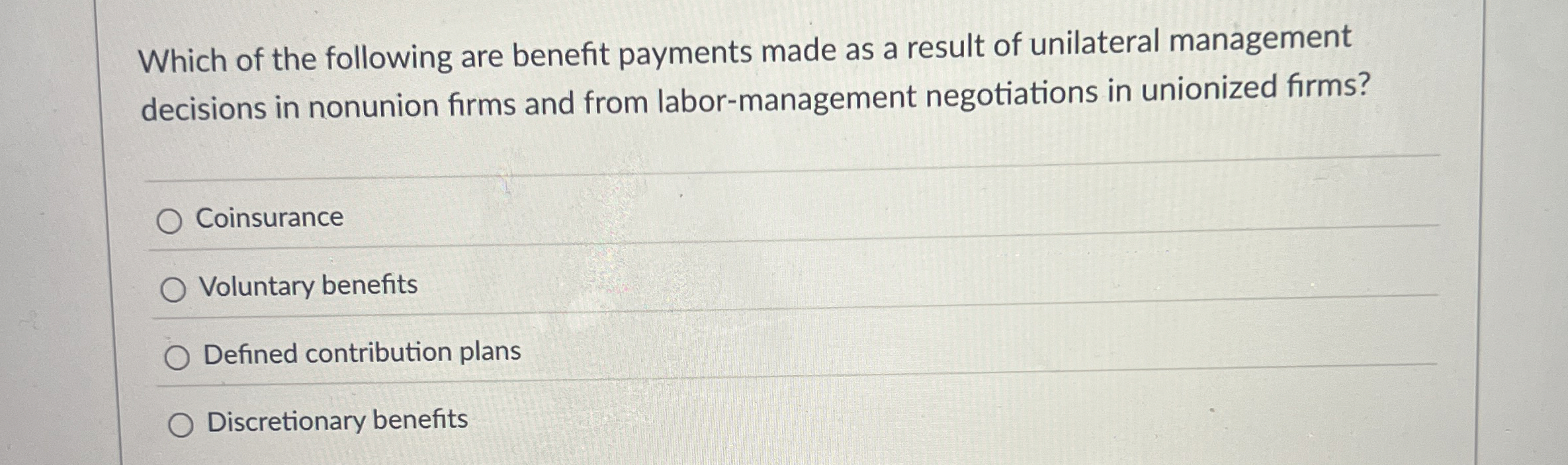 Which of the following are benefit payments made