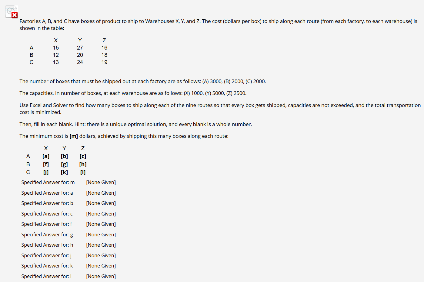 Factories A , B , and C have boxes of product to