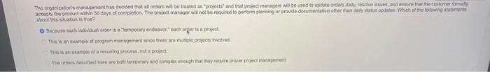 project management select the correct option.