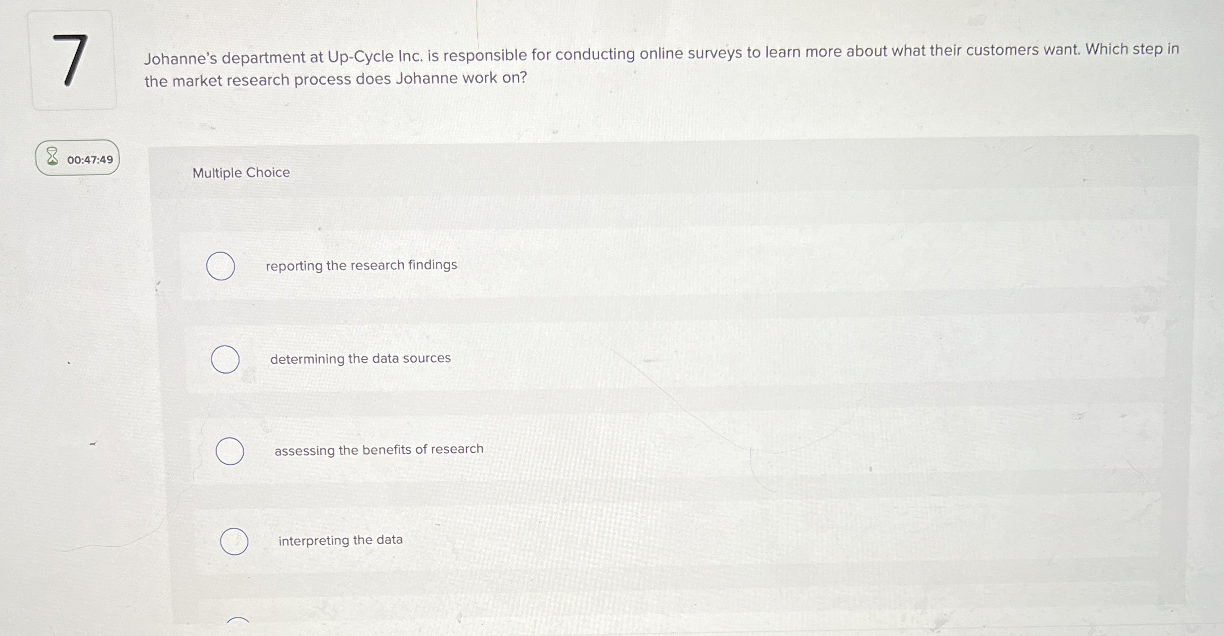 Johanne's department at Up - Cycle Inc. is