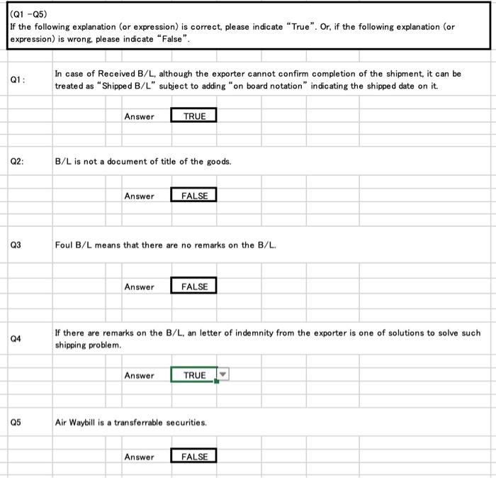(Q1-Q5) If the following explanation (or