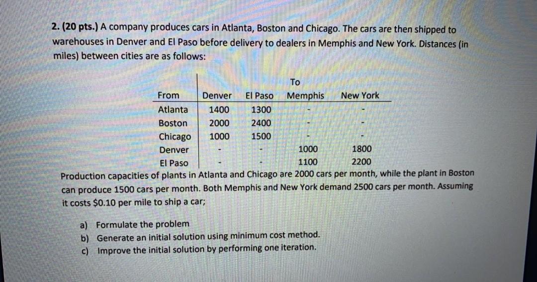 Please solve it clearly and readable 2. (20 pts.)