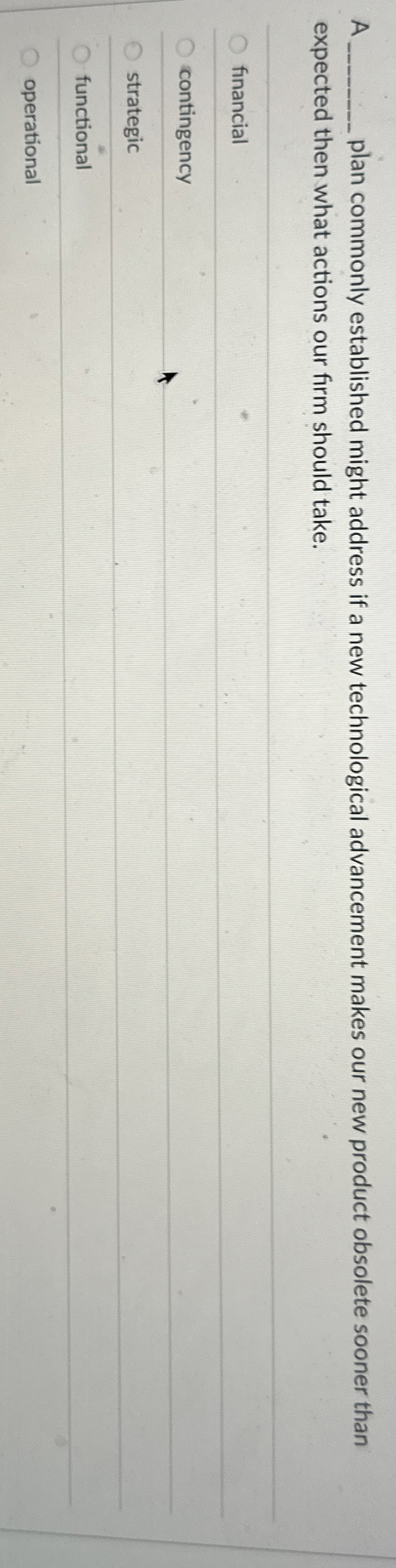 A plan commonly established might address if a