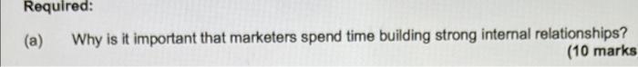 Required: (a) Why is it important that marketers