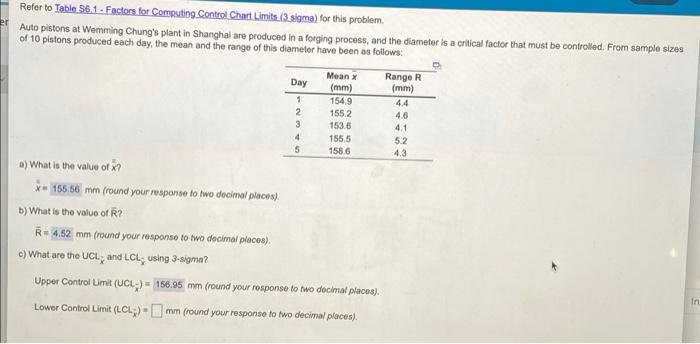 er Refer to Table $6.1. Factors for Computing