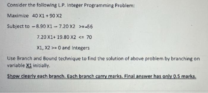 Consider the following LP. Integer Programming