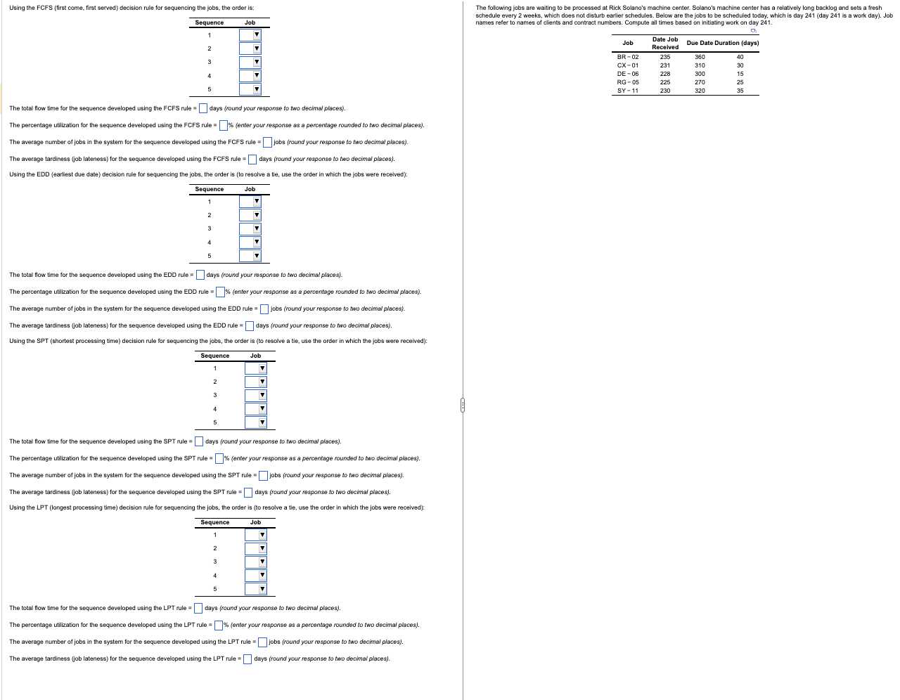 The total flow time for the sequence developed