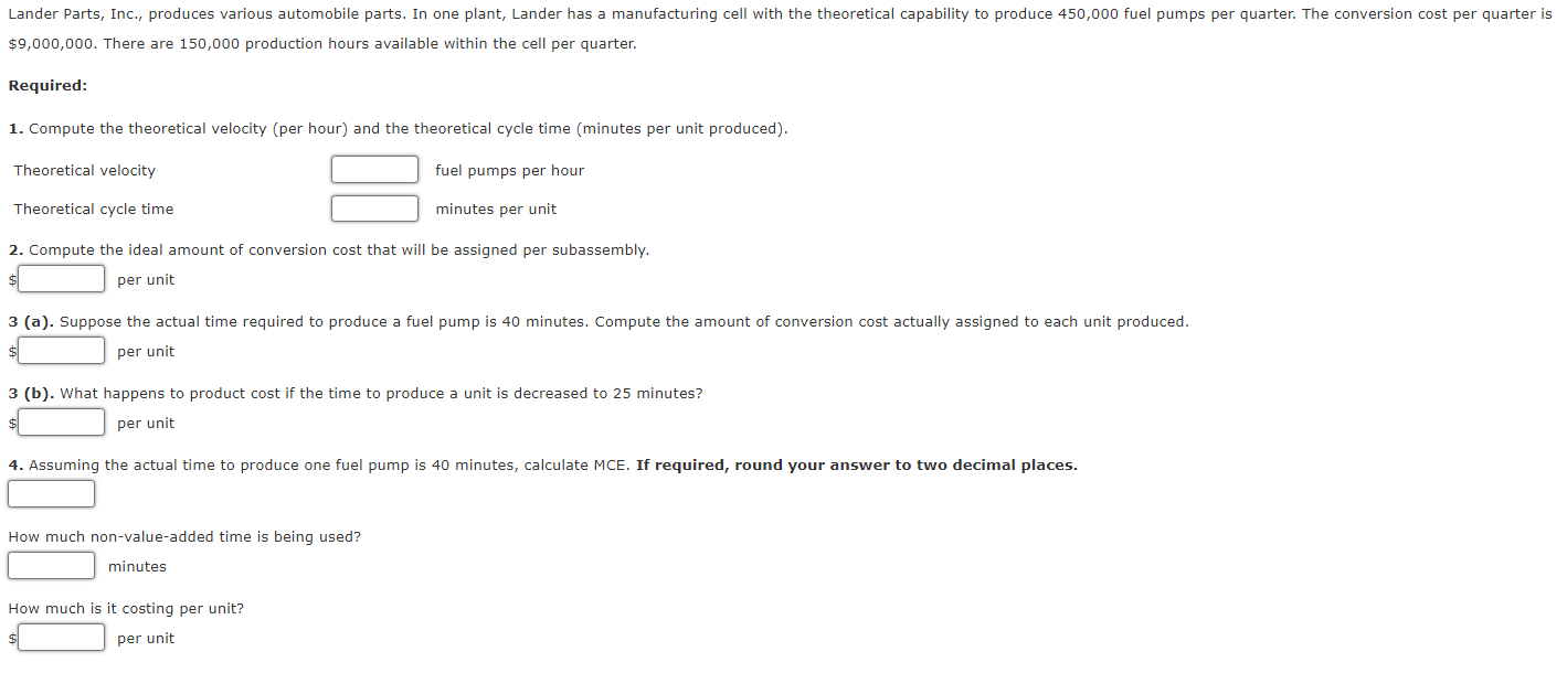 Lander Parts, Inc., produces various automobile