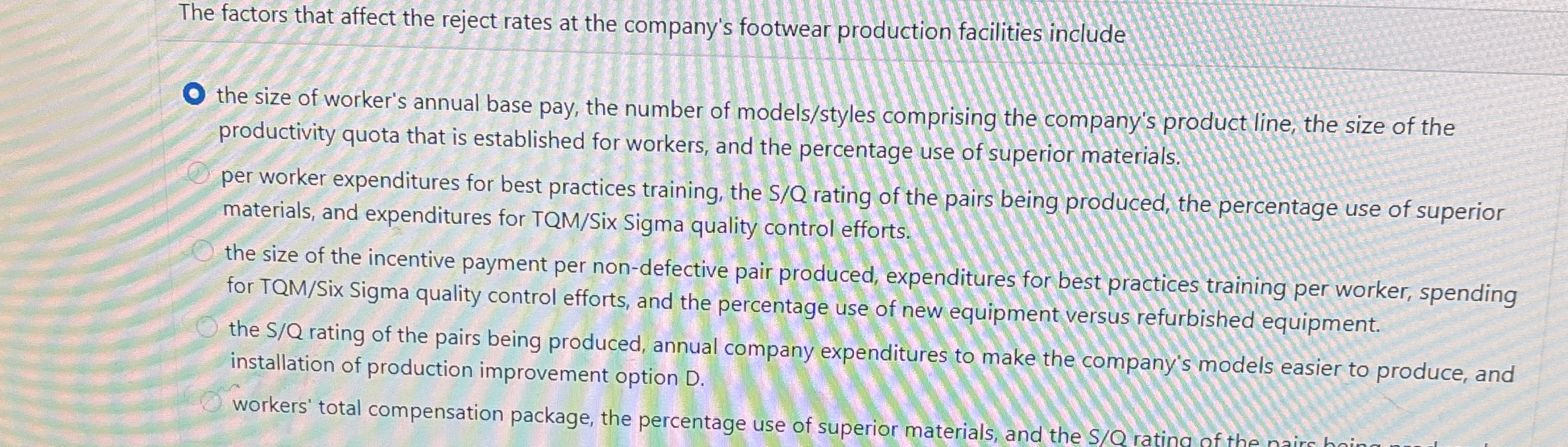 The factors that affect the reject rates at the