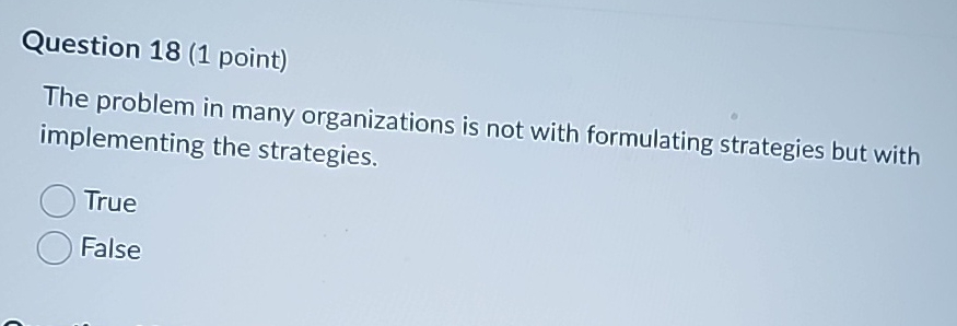 Question 1 8 ( 1 point ) The problem in many