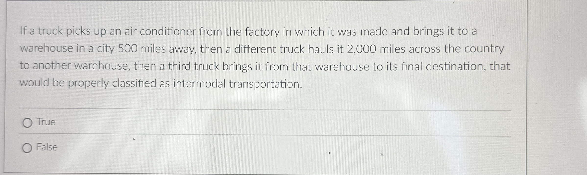 If a truck picks up an air conditioner from the