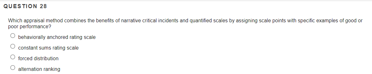 QUESTION 28 Which appraisal method combines the